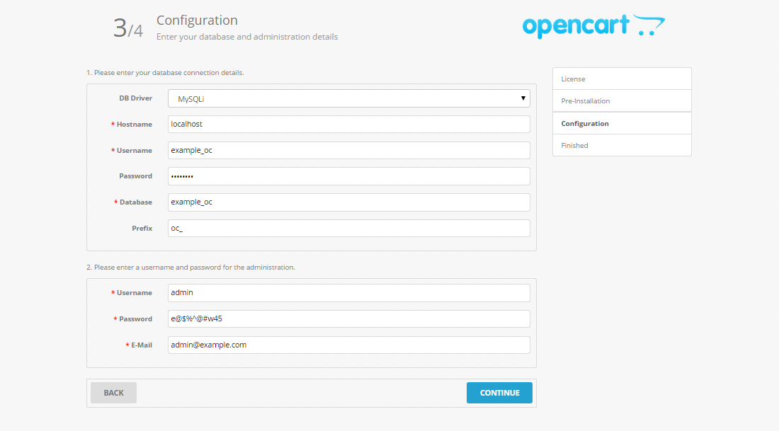 OpenCart 2 MySQL Configuration