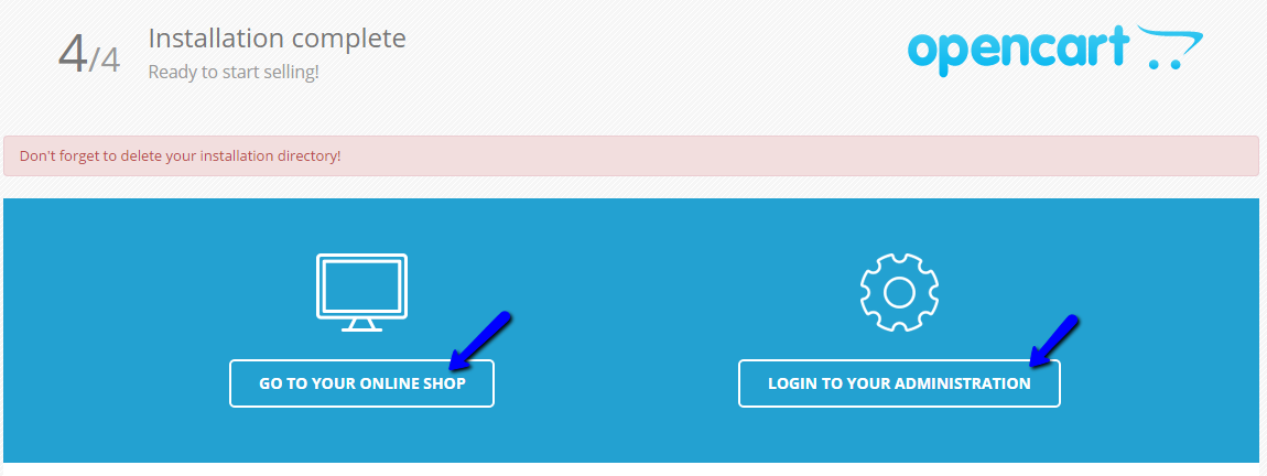 OpenCart 2 Successful Installation