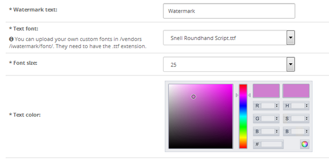 Configuring a text type of watermark for your products in OpenCart 2