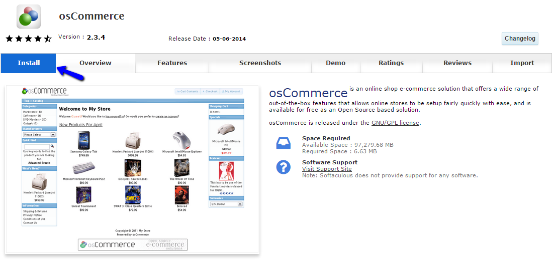 Initiate osCommerce Installation