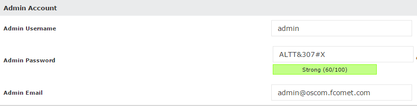Admin Account details for osCommerce Softaculous Installation