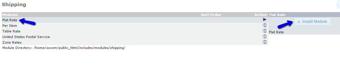 Install Shipping Modules in osCommerce