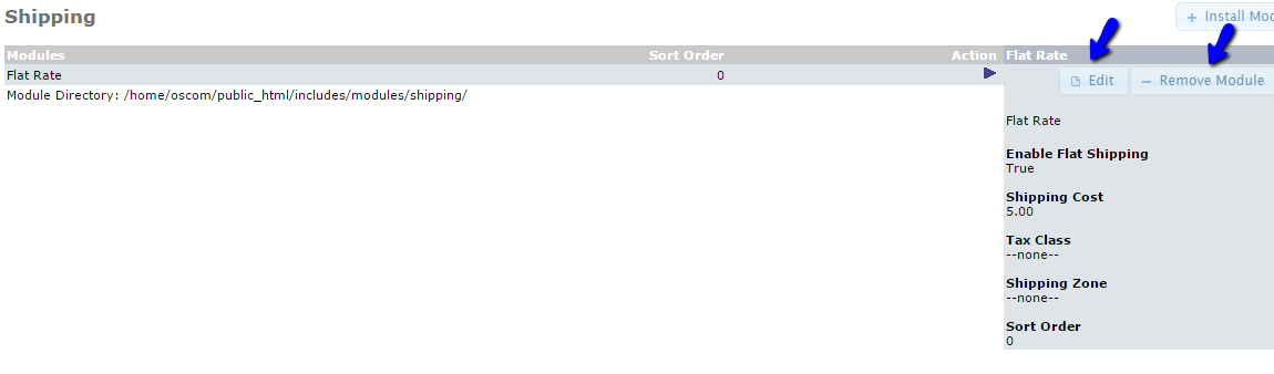 Edit or Remove Shipping Module in osCommerce
