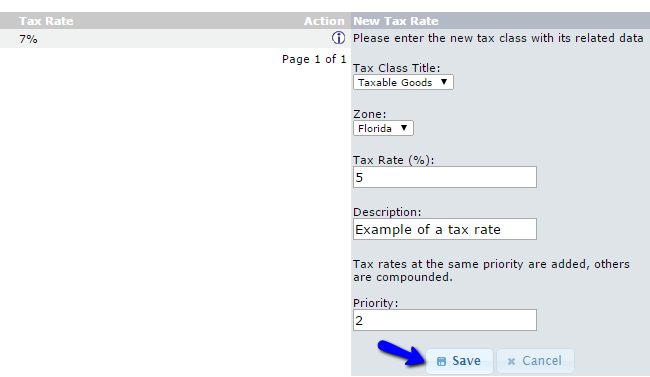 Edit Tax Rate Options in osCommerce
