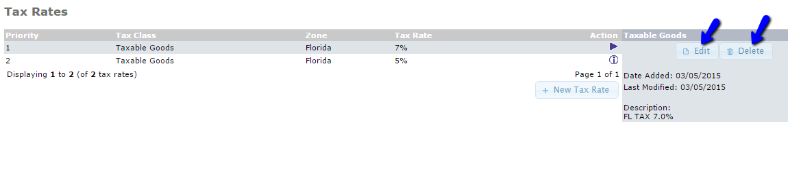 Edit or Delete Existing Tax Rate in osCommerce