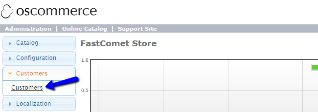 Access Customers Manager in osCommerce