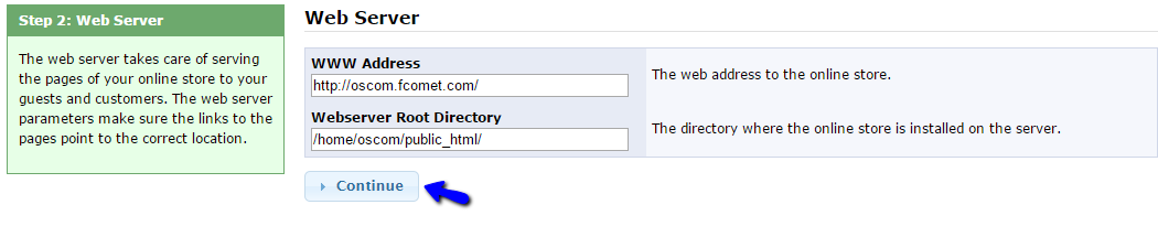 osCommerce web server configuration