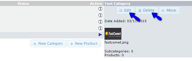 Edit or Delete Product Category in osCommerce