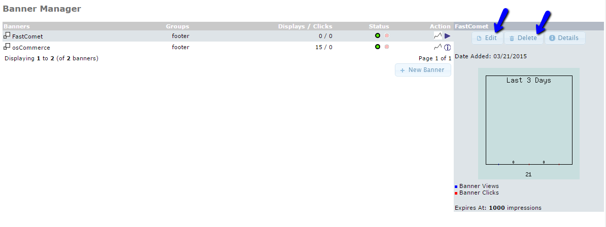 Edit or Delete Banner in osCommerce