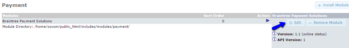 Configure Payment Module in osCommerce