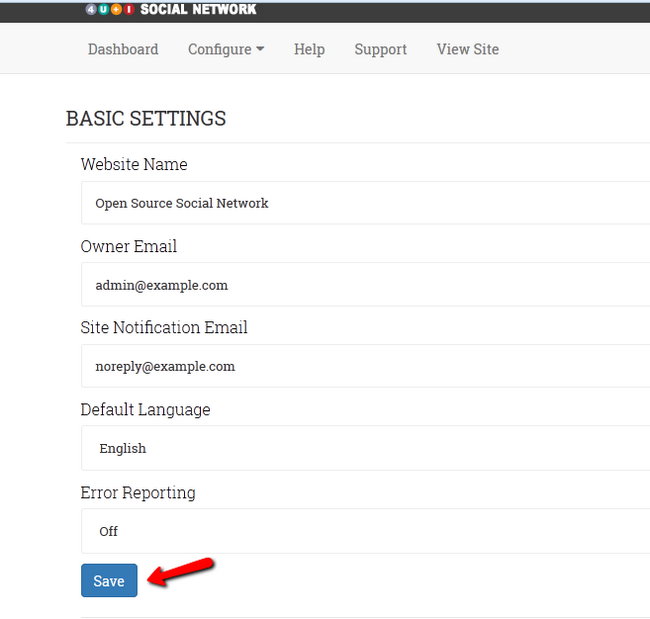 Configuring the Basic Settings of your OSSN based website