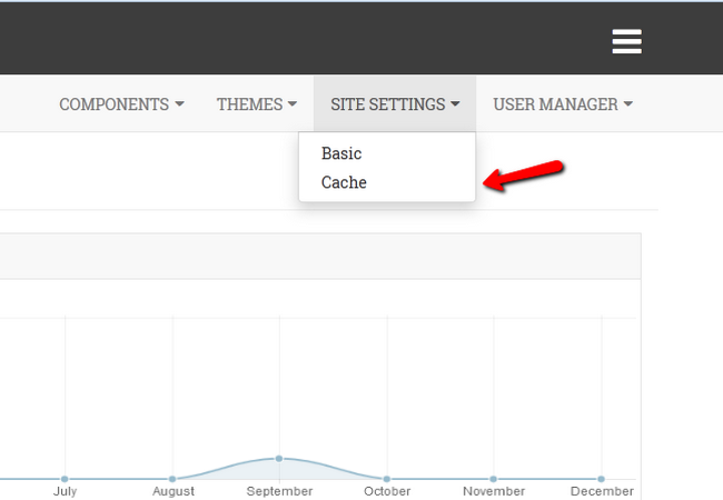 Accessing the Cache section of your Site Settings menu