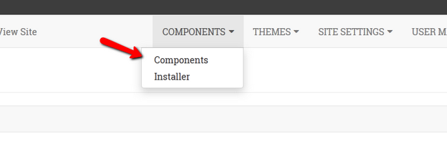 Accessing the Components section in OSSN