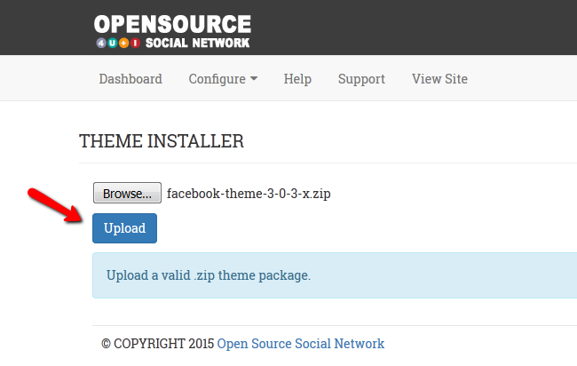 Uploading a new Theme via the Theme Installer