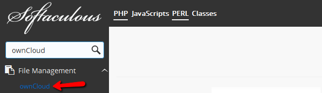 Selecting ownCloud in Softaculous