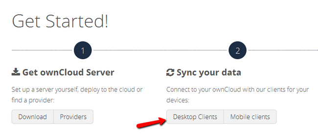 Downloading the desktop client from the official ownCloud website