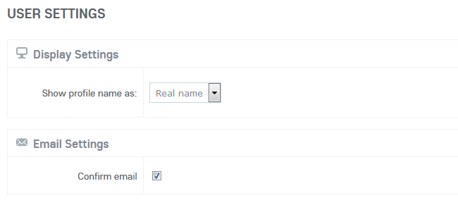 Display and Email settings for Users in Oxwall