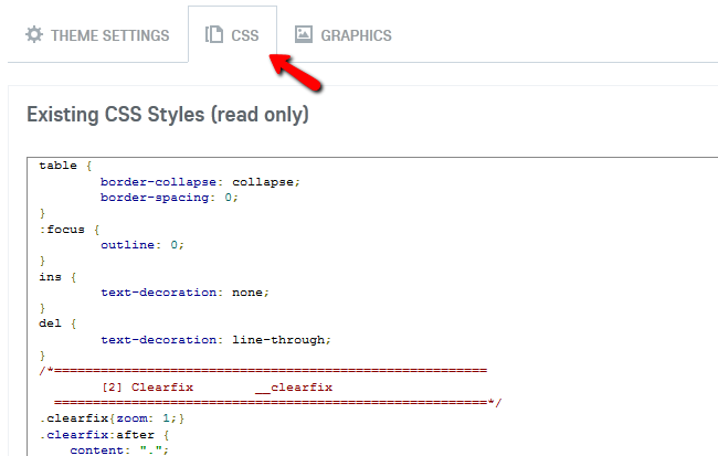 CSS tab in Theme Customization in Oxwall