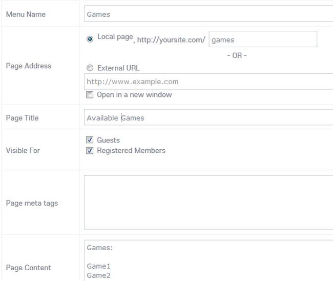 Configuring a new Static Page in Oxwall