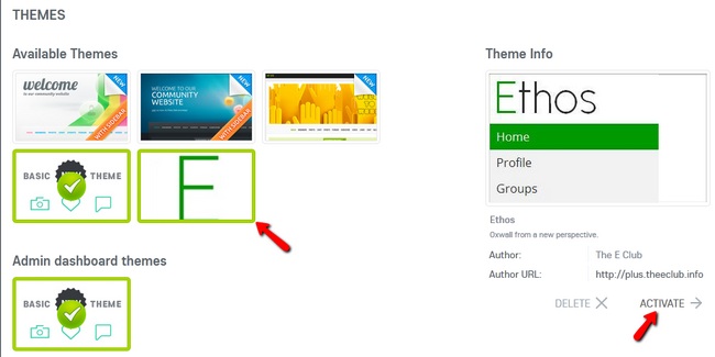 Activating a new Theme in Oxwall