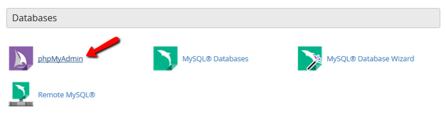 Accessing the phpMyAdmin section of cPanel