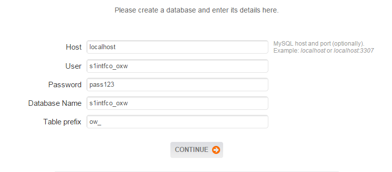 oxwall mysql configuration