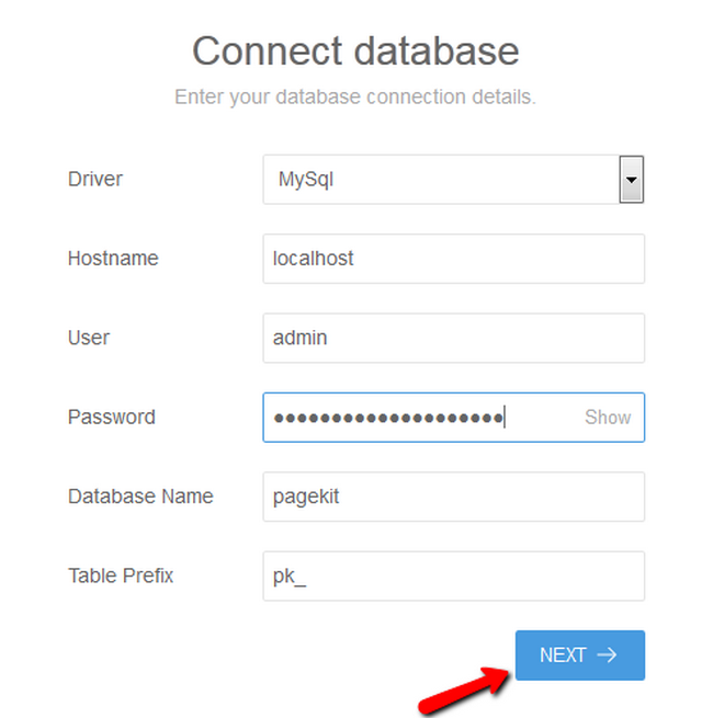 Configuring a Database for the new Pagekit website