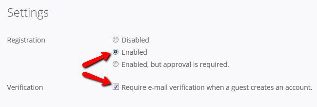 Enabling the Registration of New Users in Pagekit