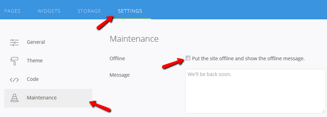 Activating Maintenance Mode in Pagekit