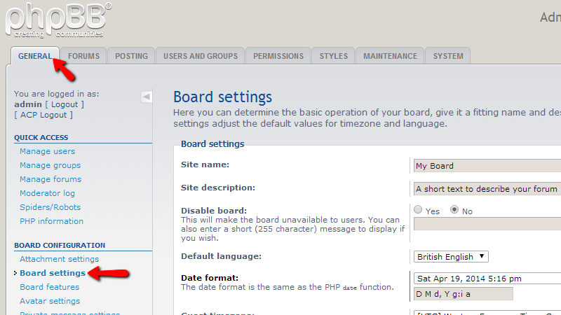 board-settings