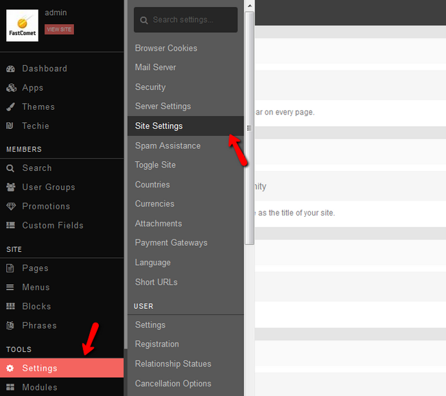 How to Edit Site Settings in PHPFox Neutron