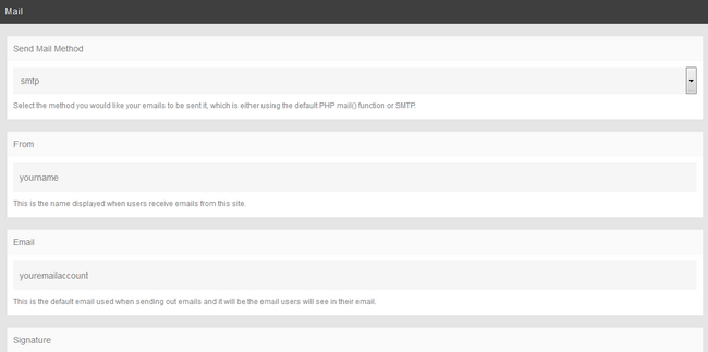 Edit SMTP Details for PHPFox Neutron