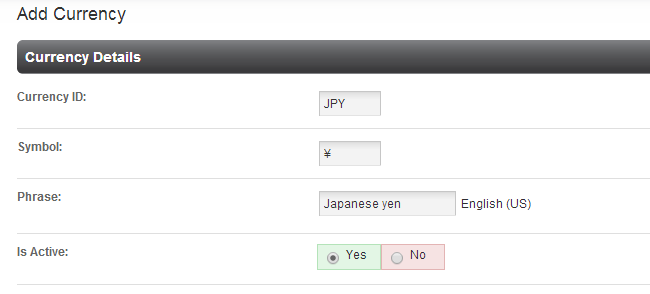 Edit details of new currency in PHPFox