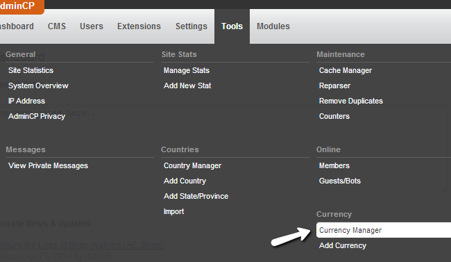 Access currency manager
