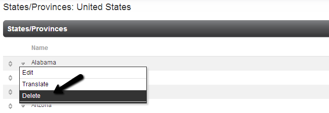 Delete a state or a province of a country in PHPFox