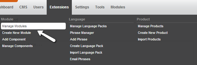 Access the modules manager in PHPFox