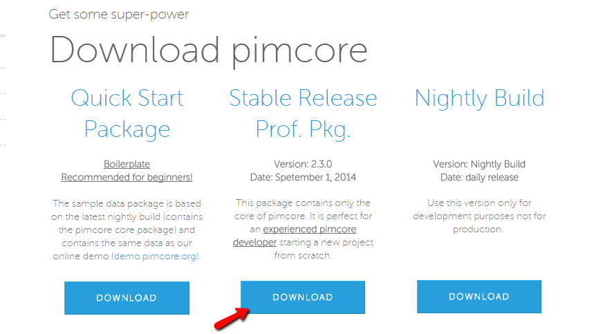 Dowload Pimcore Installation Package