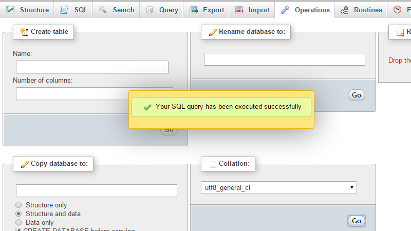 Change database collation Pimcore