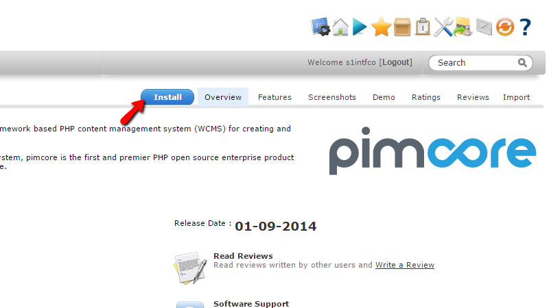 Pimcore Softaculous Installation