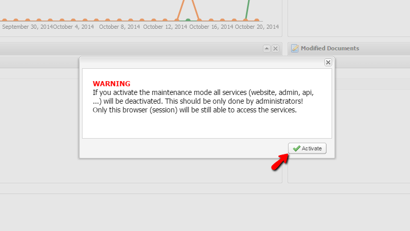 Pimcore maintenance warning