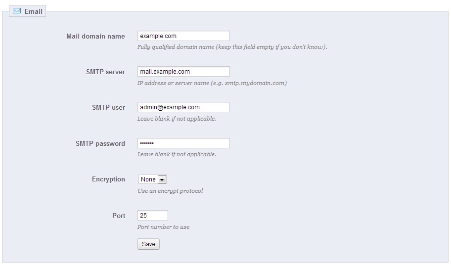 SMTP-configuration