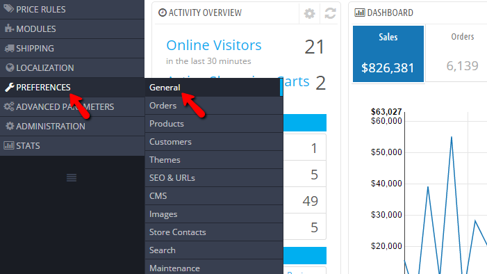 accessing the general configuration page