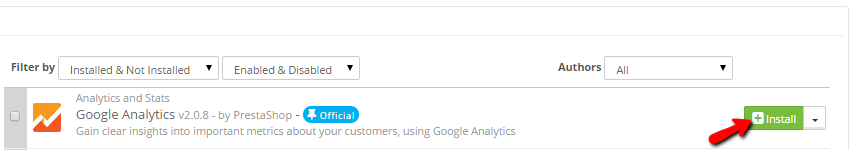 installing the Google Analytics