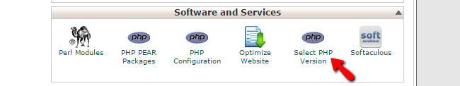 accessing the php version changer