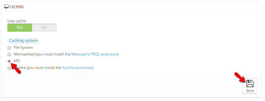 activating apc for your prestashop