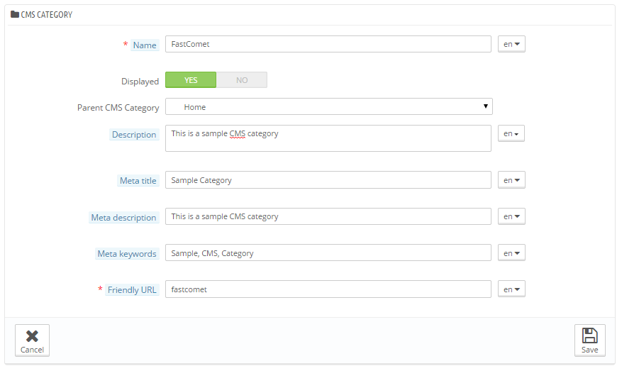 configuring the CMS category