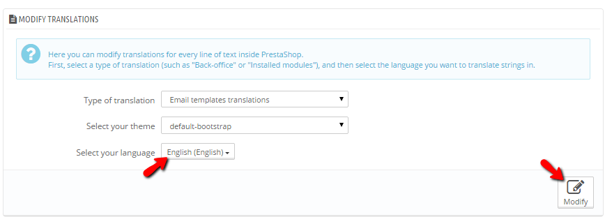 selecting the language