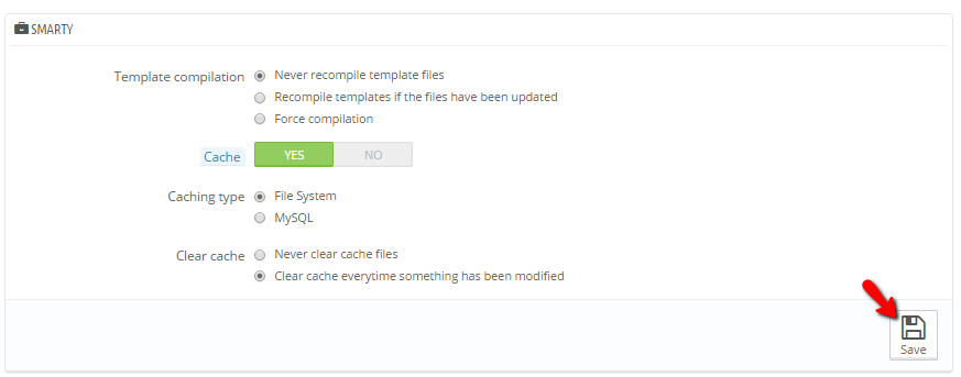 configuring the smarty configuration settings