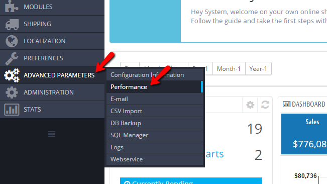 accessing the performance section of xcache