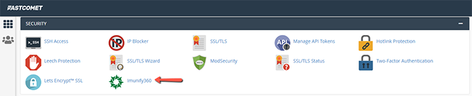 Find Imunify360 in cPanel